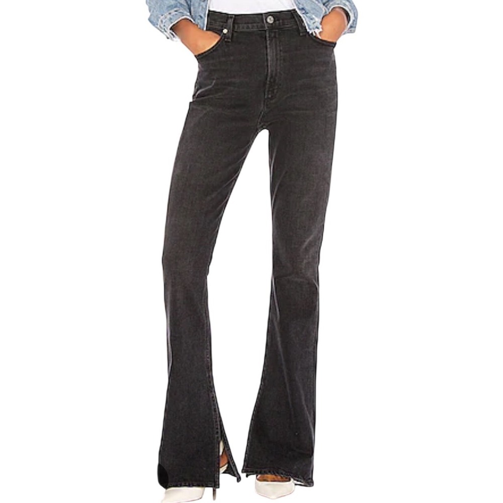 Citizens of Humanity Georgia Bootcut Jeans Size 26 Black High Rise Split Hem